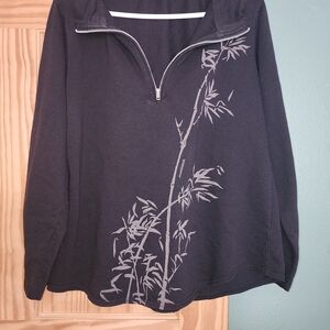 Black Bamboo Print Women's Sweatshirt